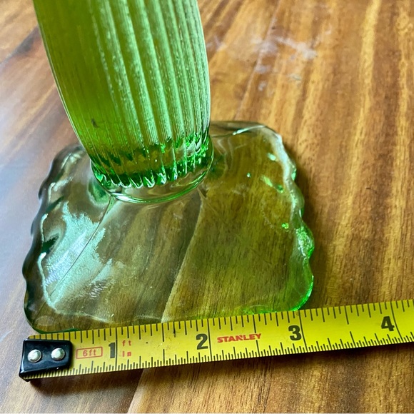 Green Vintage L E Smith square trellis design Vaseline Fenton NO chips or cracks - Picture 10 of 11